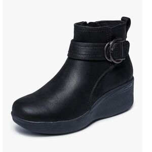Skechers Pier-lite Forever Chic Womens Size 7 Black Wedge Ankle Boots Minimalist